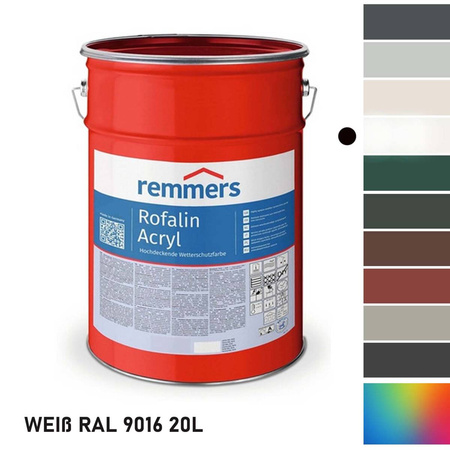 Remmers ROFALIN ACRYL BLANC RAL 9016 Peinture de protection contre les intempéries pour bois 20 L