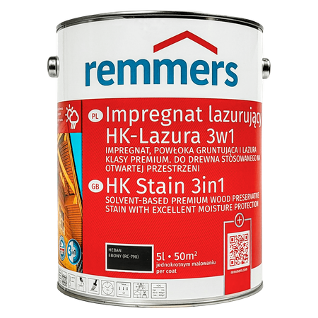 Remmers HK Lasur 5 L Ébène – Imprégnant 3-en-1 pour bois