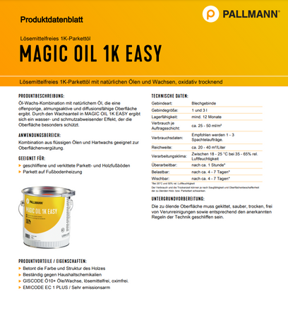 Pallmann Magic Oil 1K Easy Wax huile pour parquet 3L