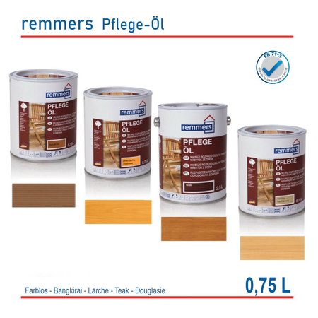 Remmers Pflege Öl 0,75 L Huile pour bois Huile pour terrasse Huile pour meubles de jardin – Bangkirai