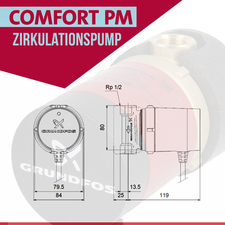 Grundfos Pompe 15-14 B PM C.W.U COMFORT Pompe de circulation