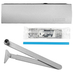 Set GEZE ARGENT Ferme-porte avec bras, plaque de montage et crayon TS 2000 V BC Argent pour portes simples jusqu'à 1250 mm de largeur avec goupilles