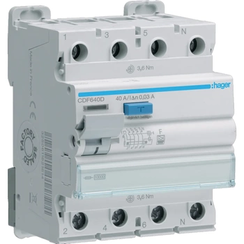 Hager CDF640D Interrupteur différentiel 40A 30mA 10kA