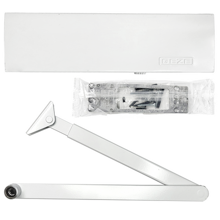 Set GEZE BLANC Ferme-porte TS 2000 NV BC, bras blanc, plaque de montage standard 3in1
