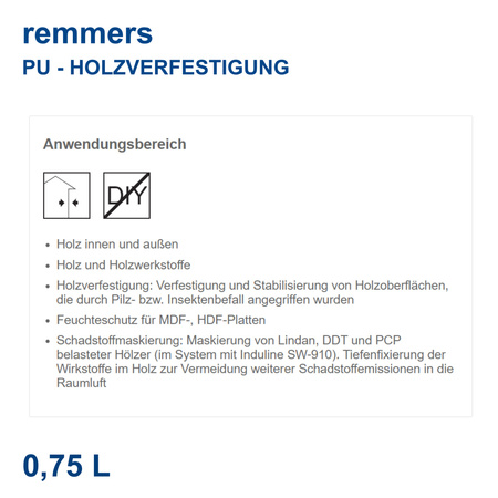 Remmers PU-HOLZVERFESTIGUNG Incolore 0,75 L