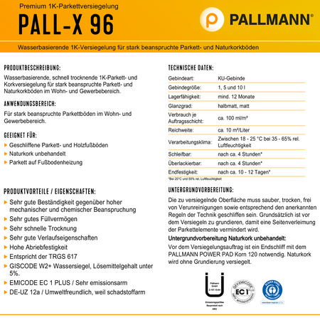 PALLMANN PALL-X 96 semi-mat Vernis monocouche 5 L 13271