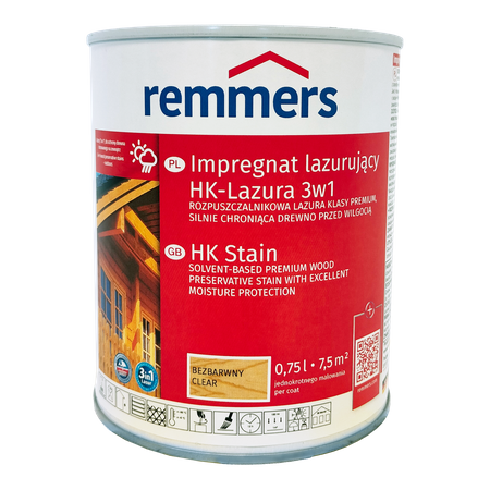 Remmers HK Lasur 0,75 L Incolore – Imprégnant 3-en-1 pour bois