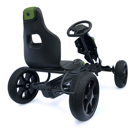 Kart à pédales Scout kaki – enfants 5–12 ans, roues EVA, frein à main