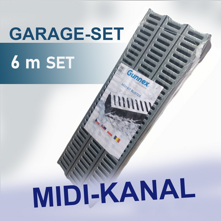 Caniveau de drainage MIDI KIT Dakota 6 m (2×3 m) – complet avec grilles, sorties et embouts