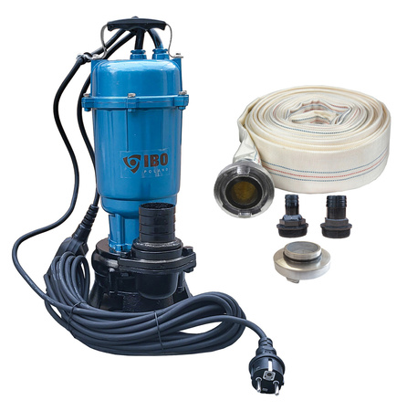 IBO Set Pompe Magnum 3750 pour eaux usées avec flotteur 230V + Raccord 52 mm + Tuyau incendie 20m