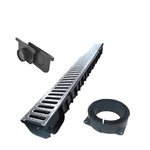 Caniveau de drainage MIDI KIT Dakota 6 m (2×3 m) – complet avec grilles, sorties et embouts